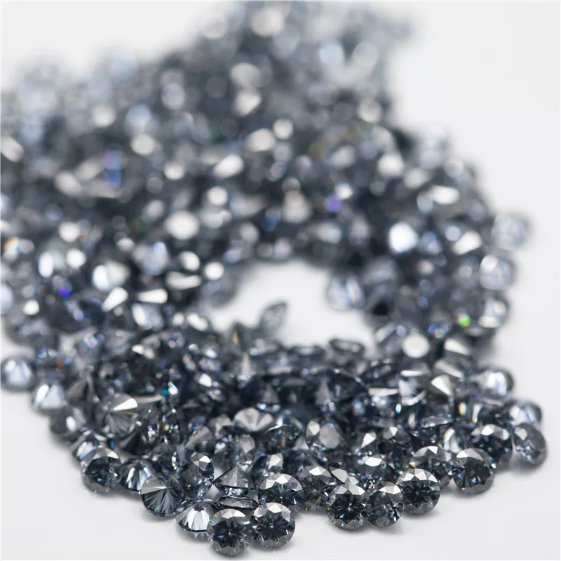 

10 шт./лот, 3-4 мм, маленький размер, синий, серый, круглая огранка, муассанит, синтетический бриллиант