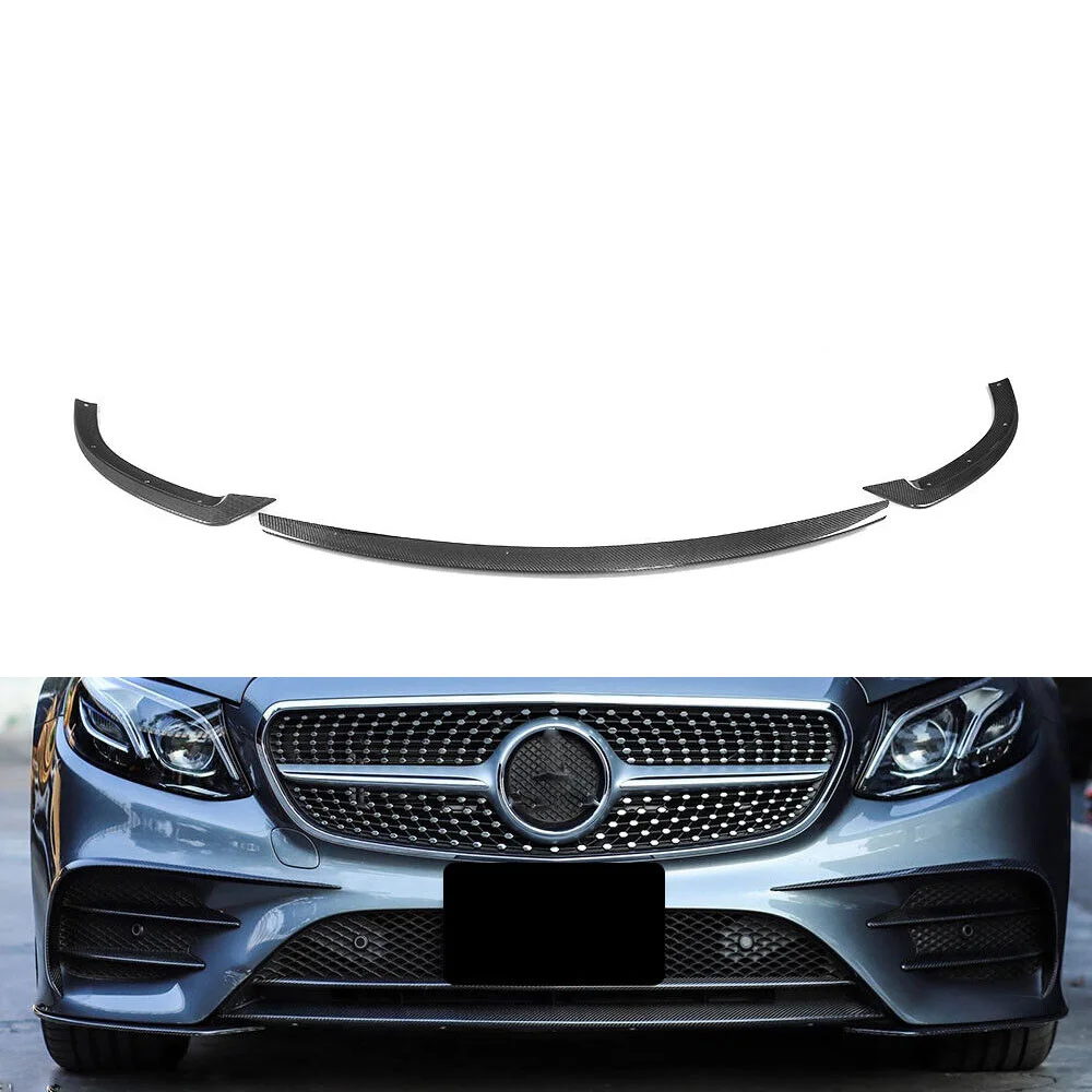 

3PCS/SET Carbon Fiber Front Lip for Mercedes-Benz E-Class (C238) Sport Coupe 17-18 Sport Bumper Only Black Lower Lip Front Bumpe