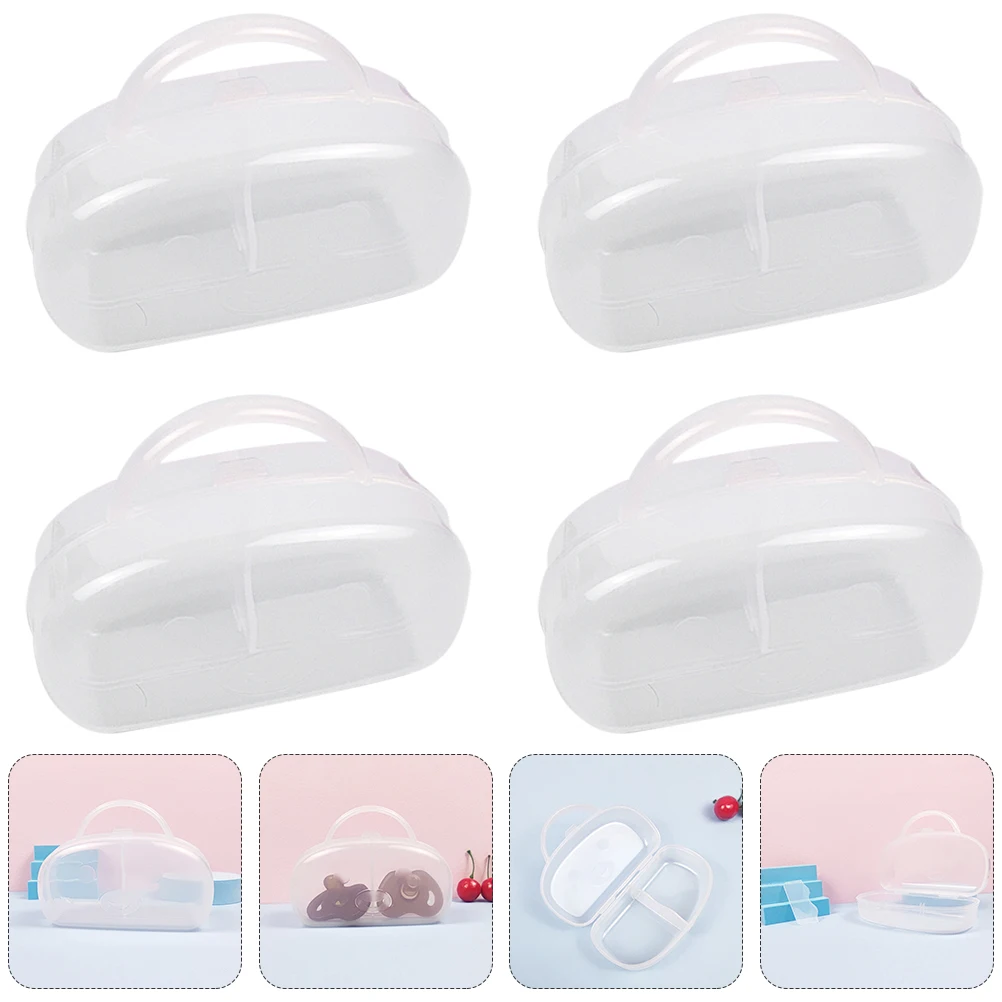 Contenedor transparente a prueba de polvo para bebé, bolsa de pañales para cochecito de viaje, soporte para mordedor, funda para chupete para recién nacido, 4 Uds.