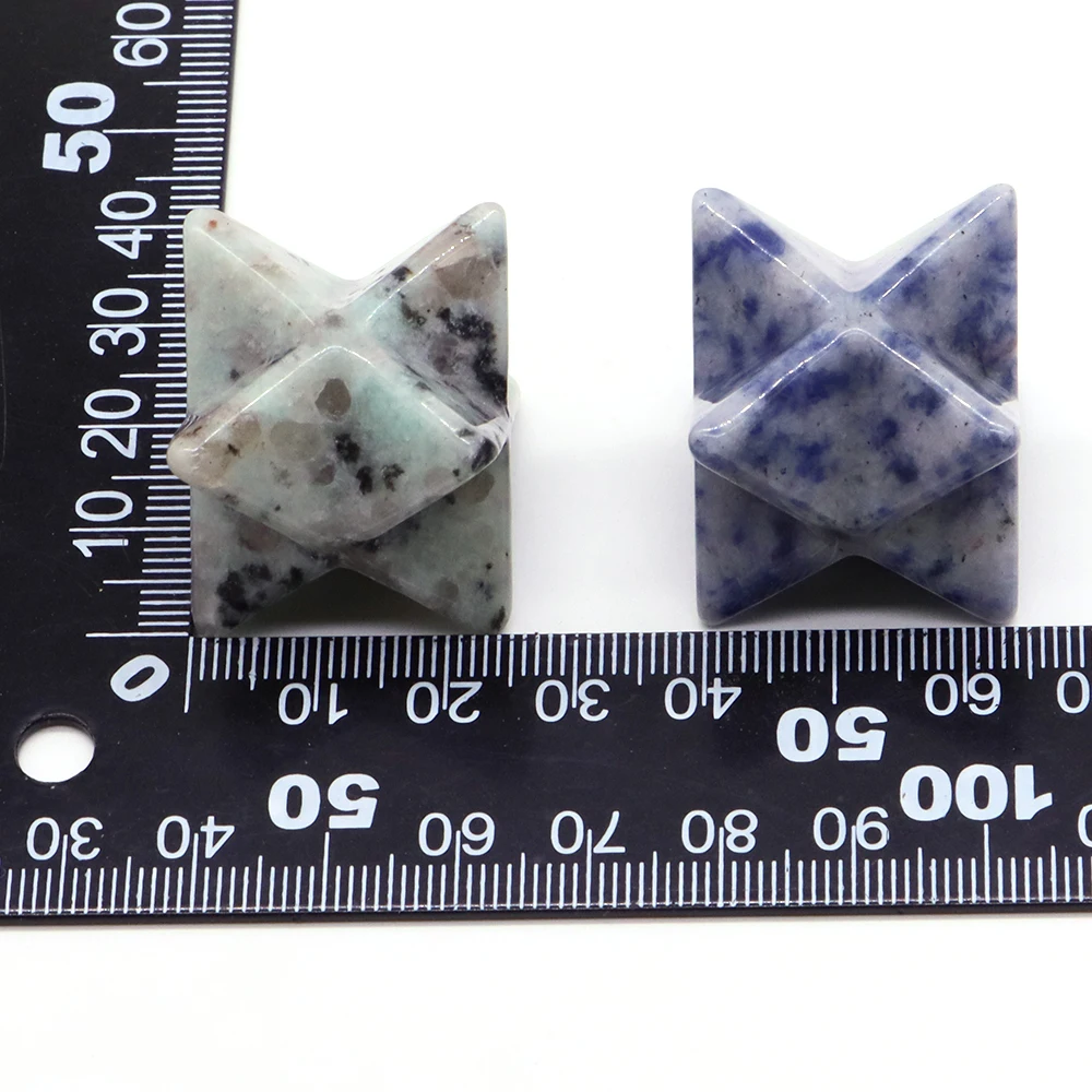 25mm Merkaba Star Stone Carving Natural Healing Crystal Quartz Jade Jasper Energy Craft Home Decoration For Altar Wholesale Gift