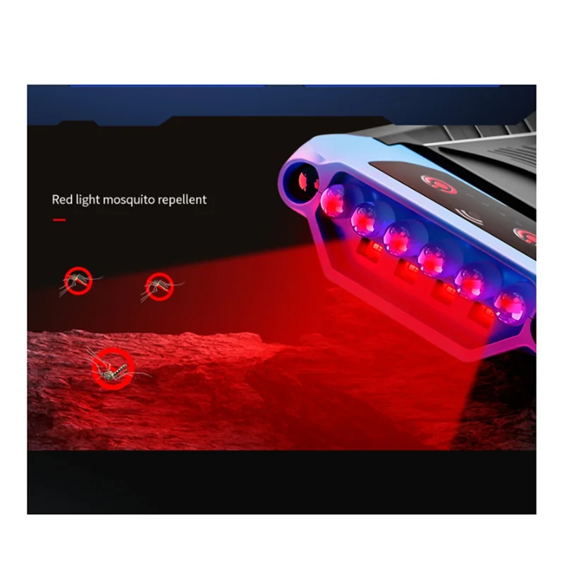 ABFU-Smart Headlight Portable Camping Search Light Multipurpose For Night Fishing Black