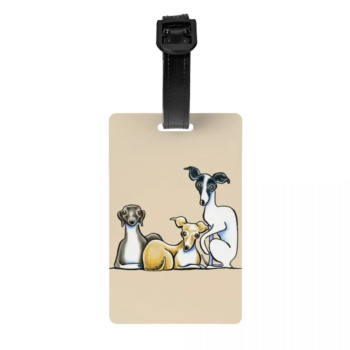 Custom Italian Greyhound Trio Luggage Tags for Travel Suitcase Cute Whippet Sighthound Dog Privacy Cover Name ID Card