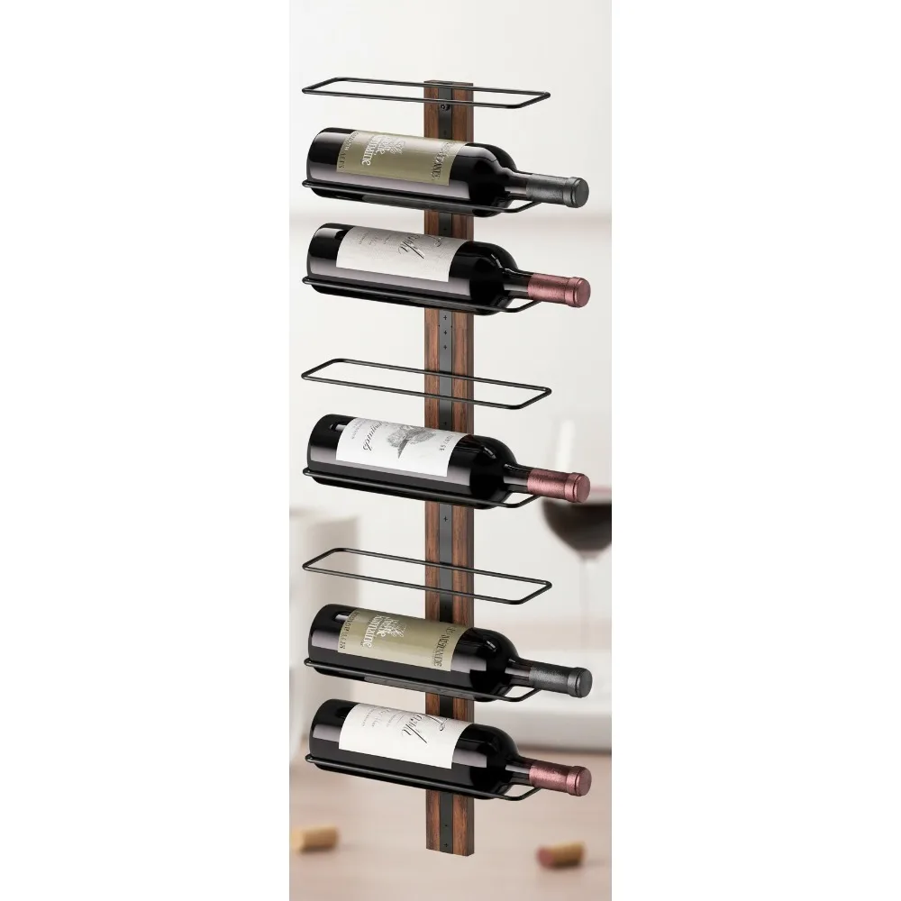 

Wall Mounted Wood Wine Rack for 9 Bottles, Kitchen Dining Bar Storage Holder Display