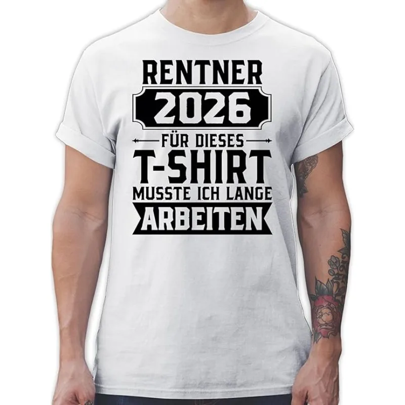 2026 Retirement German Funny Slogan T Shirt Vintage Border Graphic Casual Cotton Short Sleeve Top