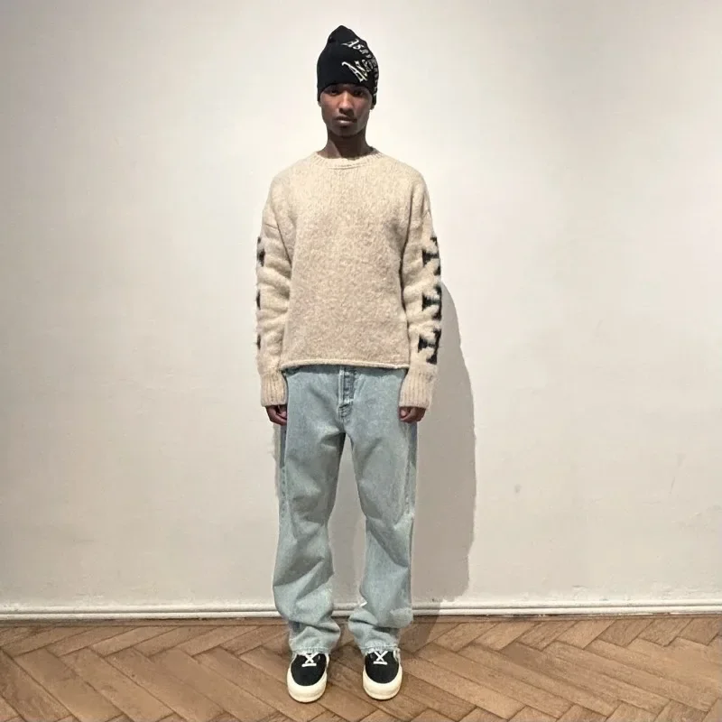 

2025 Y2k панк-готический уличный мужской свитер в стиле ретро, хип-хоп, зимняя теплая трикотажная одежда для пары, тренд Харадзюку, модный повседневный пуловер большого размера