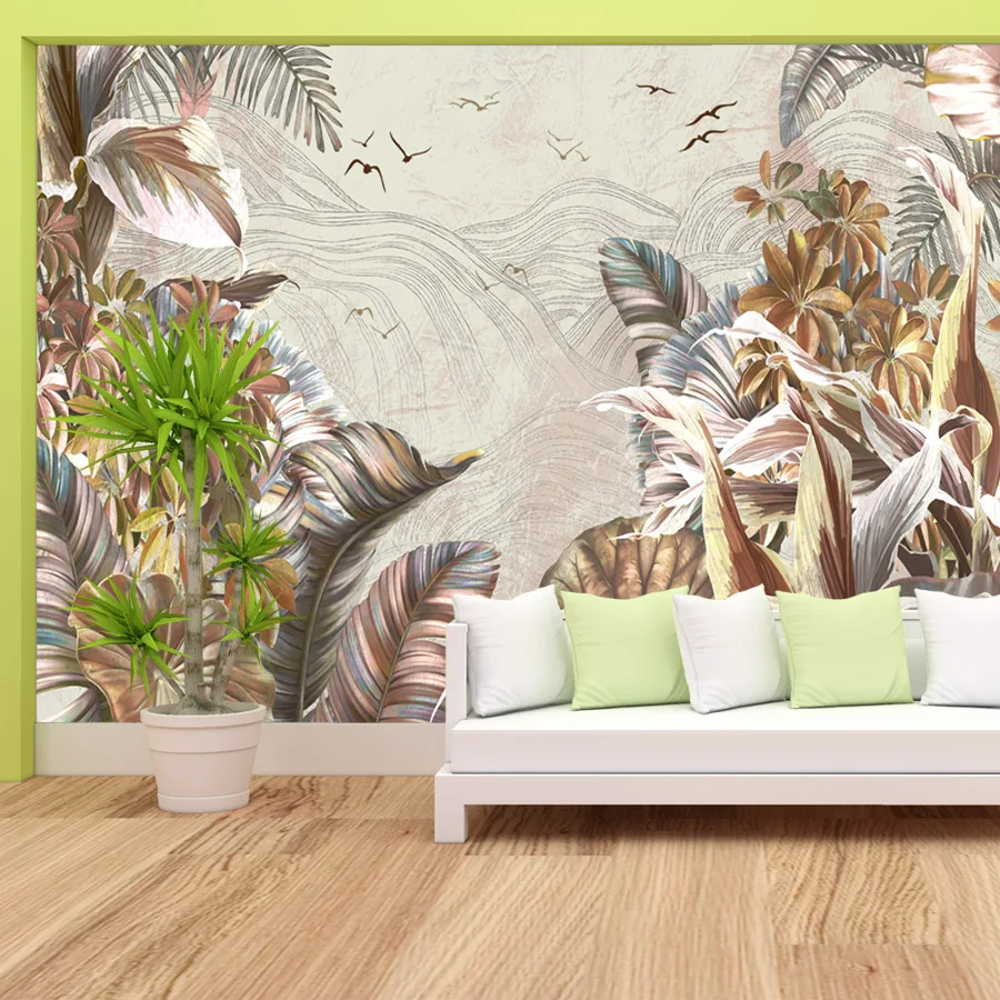 

Современные пользовательские обои Peel and Stick, панели, джунгли, дерево, лес, обои для гостиной, обои, домашний декор, диван, ТВ, фрески