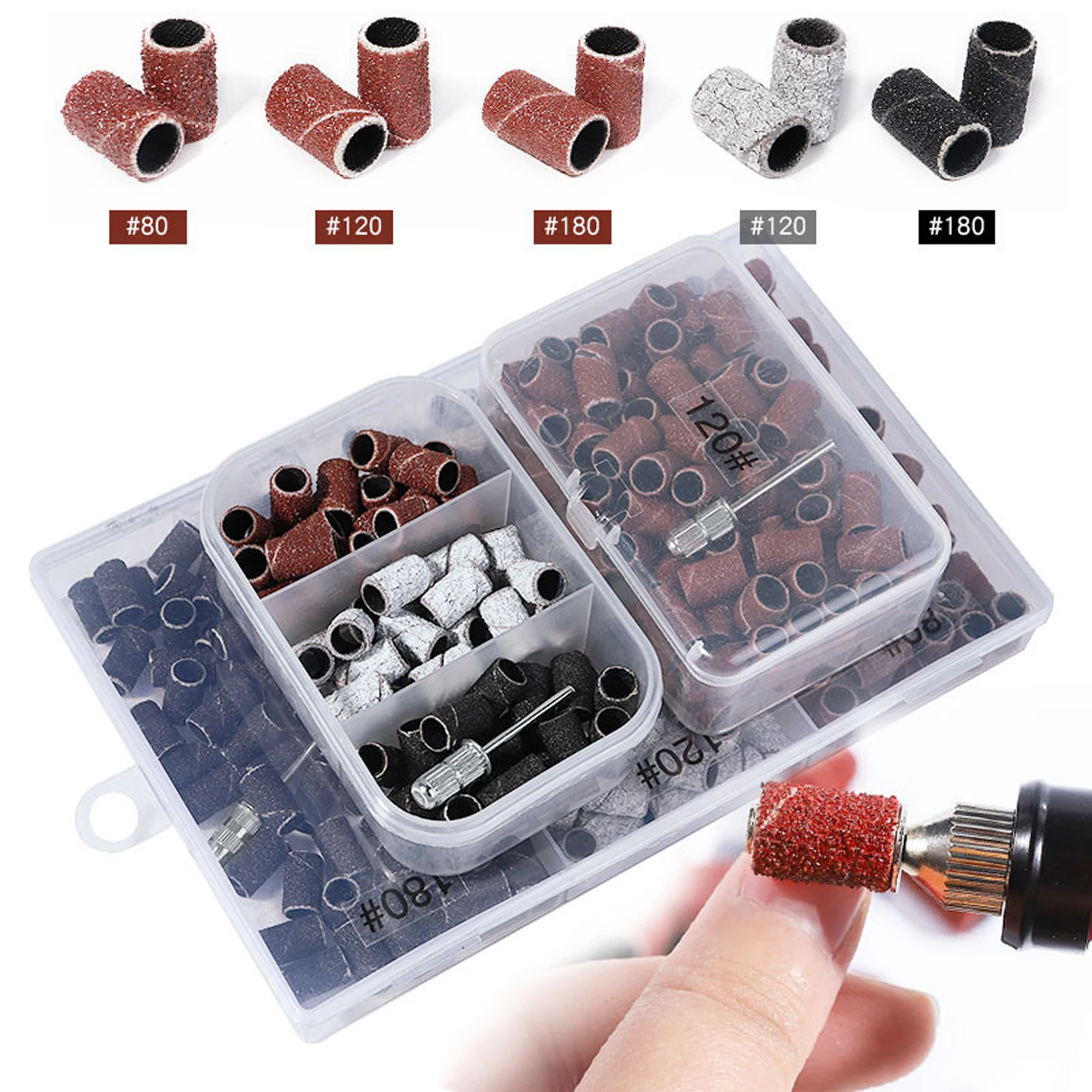 80# /120# /180# Nail polish head sand ring ring shaft nail remover dead skin suitable for electric drill accessories nail tools
