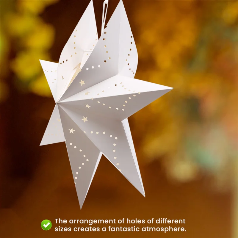 LICE-Hängende 7-zackige Sternenlaterne aus Papier, weihnachtliche hängende Sterndekorationen für Weihnachten, Hochzeit, Geburtstag, Dekoration