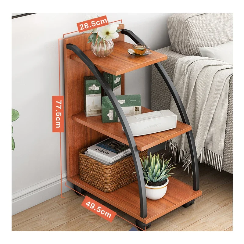 Quality Assurance Steel 4-Tier Bathroom Multifunctional Side Table Wood With Rolling Wheels