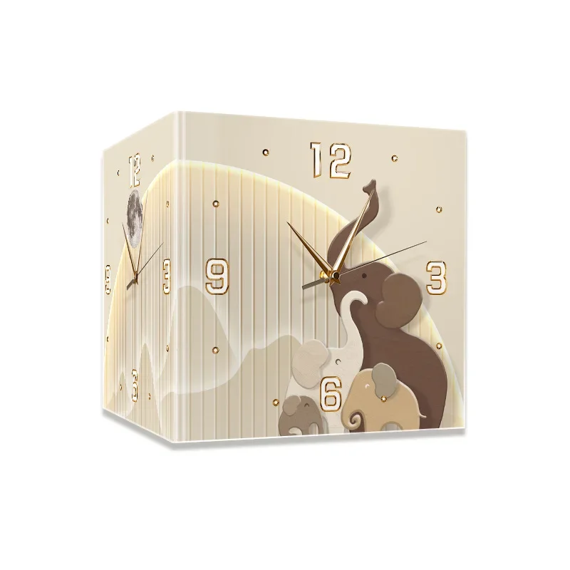 

Stereoscopic luxury Luminous Elephant Corner Double Sided Wall Clock Yang Corner Wall Clock