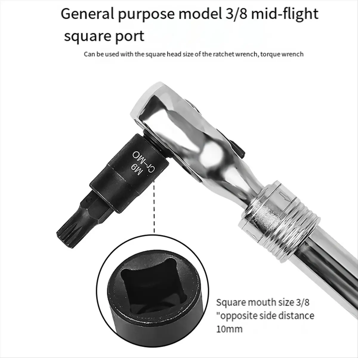 A72P 10PCS 12 Point Socket Wrench Set Universal 3/8 Square Drive Socket Set -M16 Socket Kit