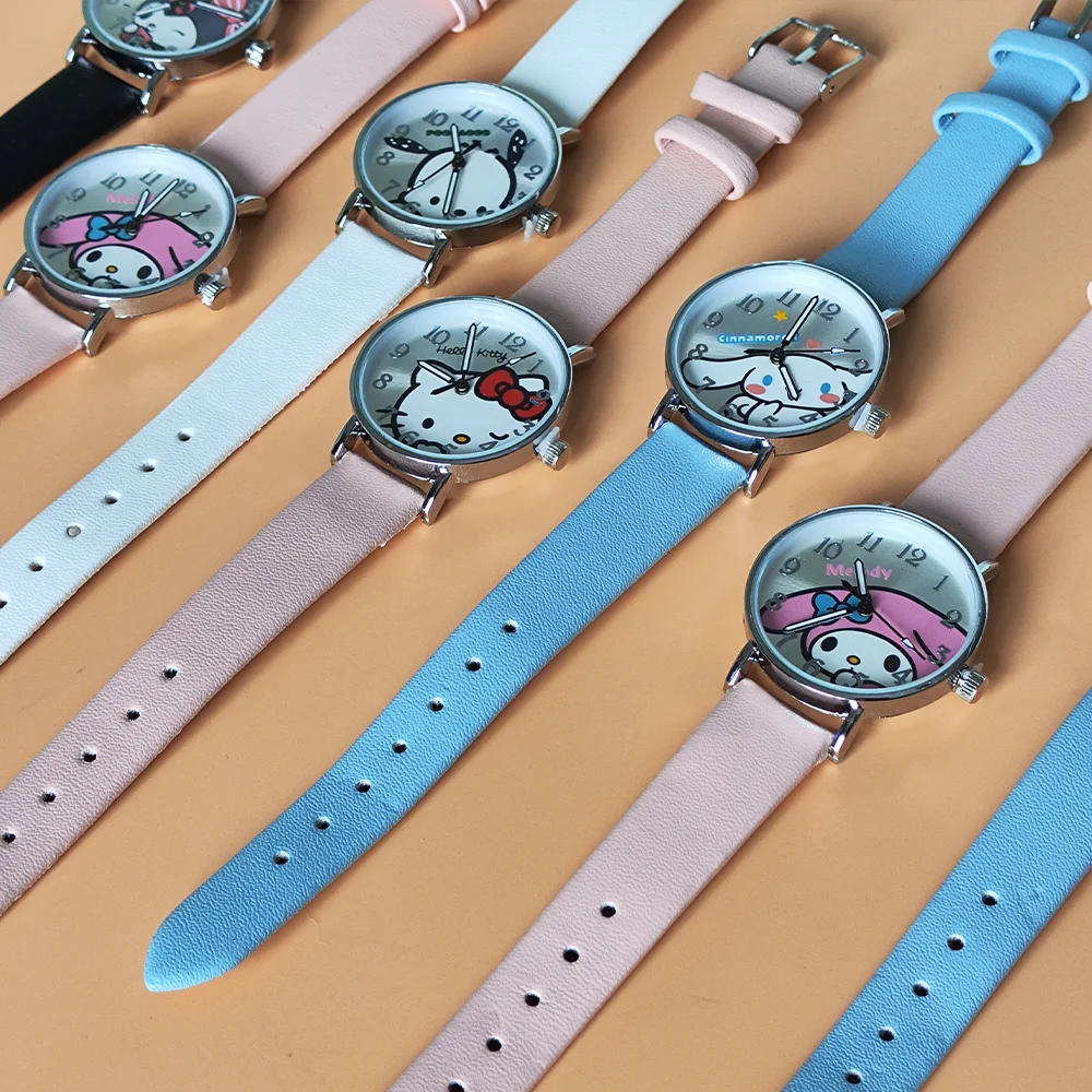 Sanrio Hello Kitty Watch Kuromi Cinnamoroll Cute Quartz Casual Waterproof WristWatch Women Girl Children Birthday Christmas Gift