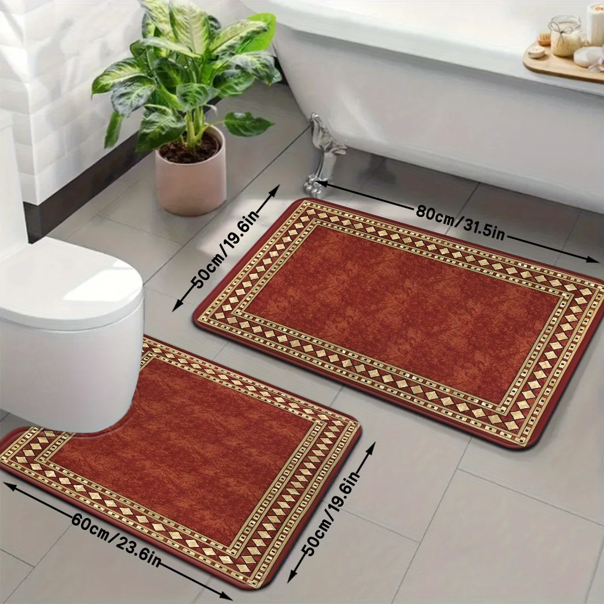 Premium Decorative Bath Mat Set Non Slip Bathroom Rug Trio Home Decor Accessories for Master Bath
