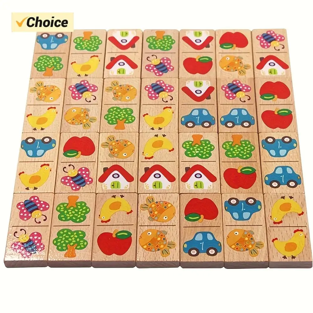 Dominó Educativo ‌ ‌ Puzzles ‌ Para adolescentes, habilidades de pensamiento y son un regalo para entretenimiento infantil, con acabado de madera.