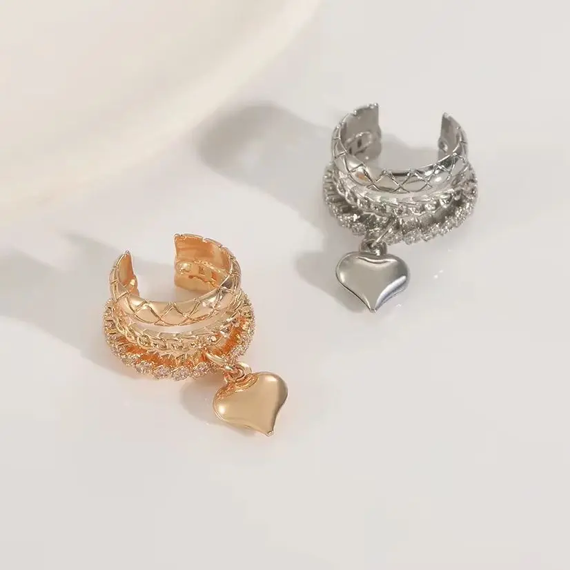 1Pcs Korean New Micro-Encrusted Zircon Tassel Heart Earrings for Women Fashion Water Droplet Heart Earring Jewelry Gift
