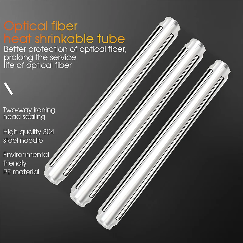 FTTH 60MM Optical Fiber Heat Shrink Tubing Double Needle Coarse Pipe Leather Fiber Optic Cable Hot Melt Fusion Splice Sleeve