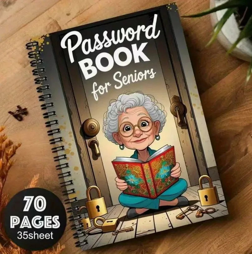 1pcs 2025 PasswordBOOK Password Book Interesting Spiral Recipe Notebook Fitness Weight Loss Record Book for The Elderly