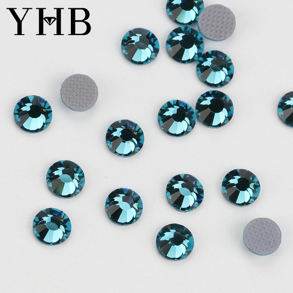 YHB High Quality Blue Flatback Hotfix Rhinestones For Shoes Bags Nails Crafts Fabric Garment Decoration DiY Jewelry Accessories