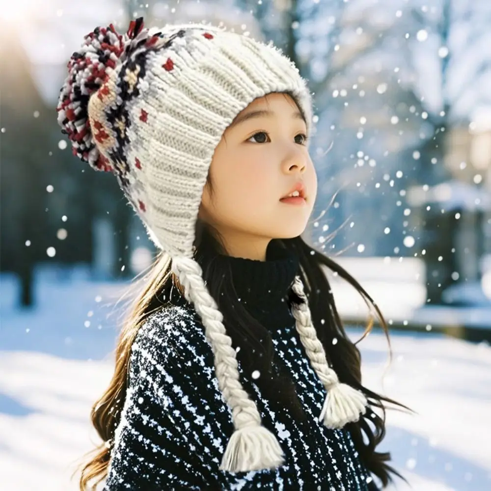 Fashion Autumn Winter Children Knitted Hat Windproof Warm Boys Girls Beanie Cap All-match Thick Ear Protection Hats Gifts