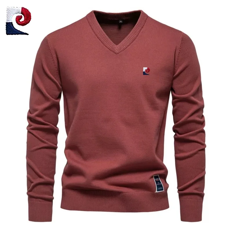

Autumn and Winter Men's High Quality V-neck Knitted Sweater New Fashionable, Casual, Warm and Versatile T-shirt Top