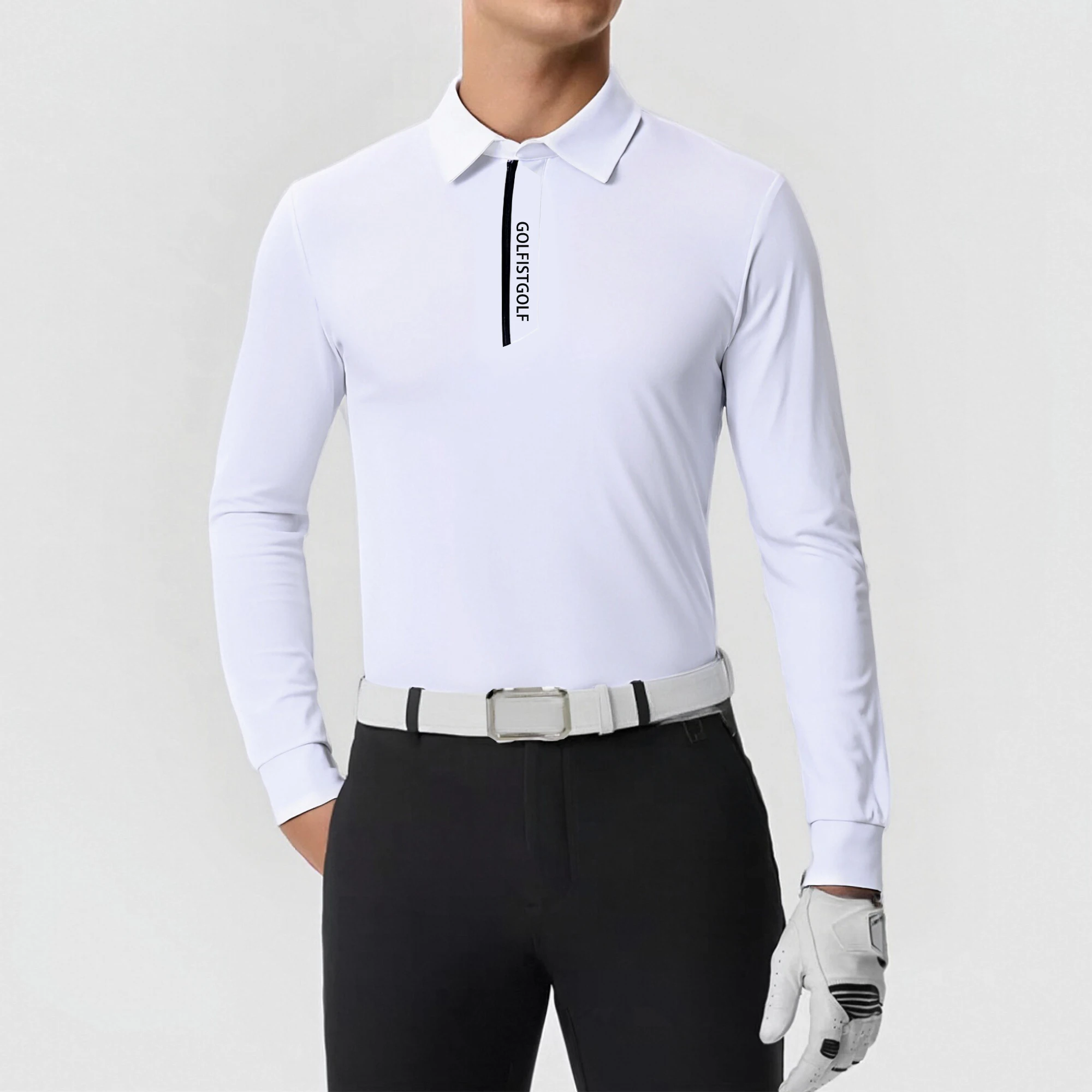 Men's Long Sleeve Golf T-Shirt Spring Autumn Quick Dry Elastic Sports Jersey Collared Top Golfwear New Arrival