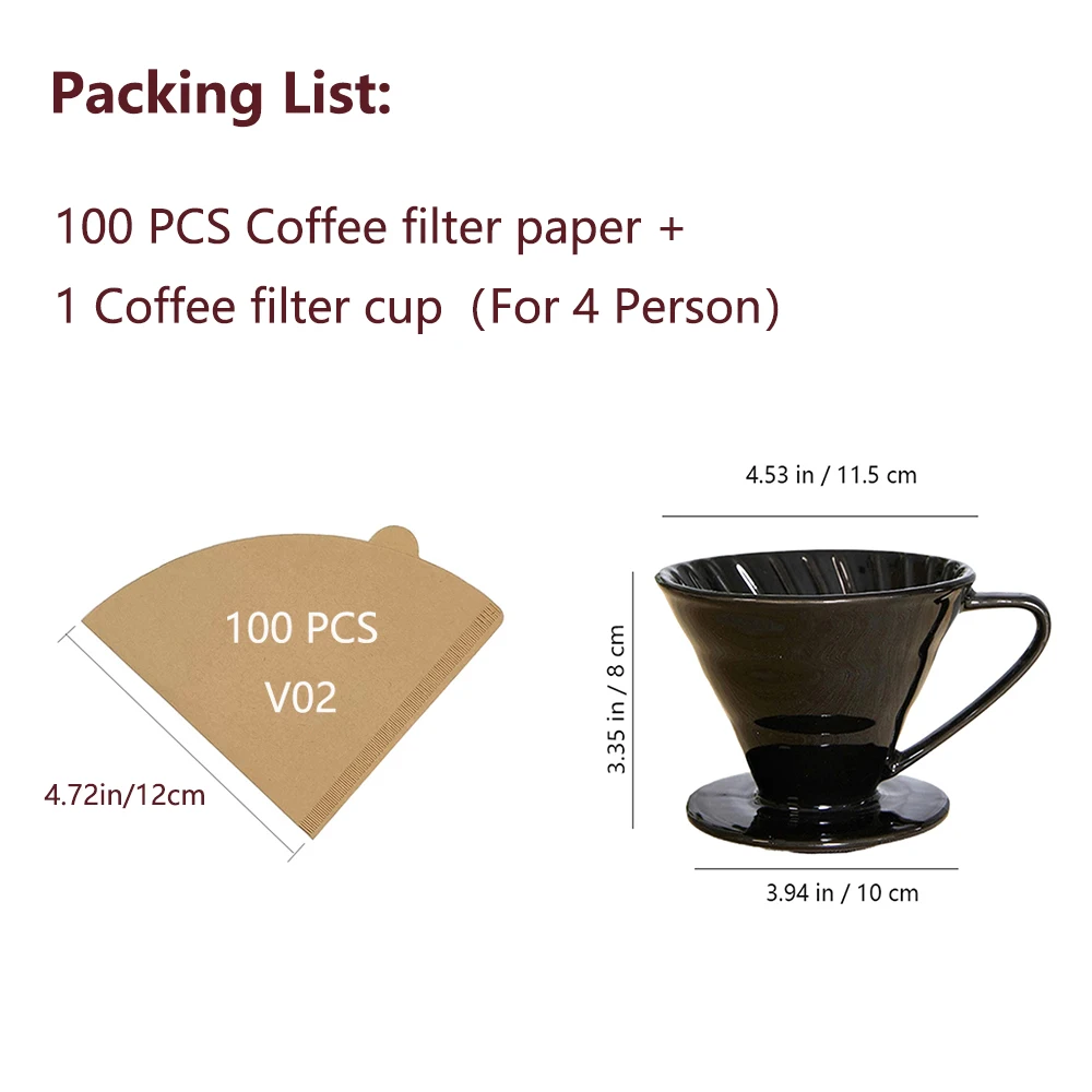 Cone Coffee Filters, 100 Count 1-4 Cups Unbleached Natural Brown V02  Disposable Coffee Filter Paper - AliExpress 15