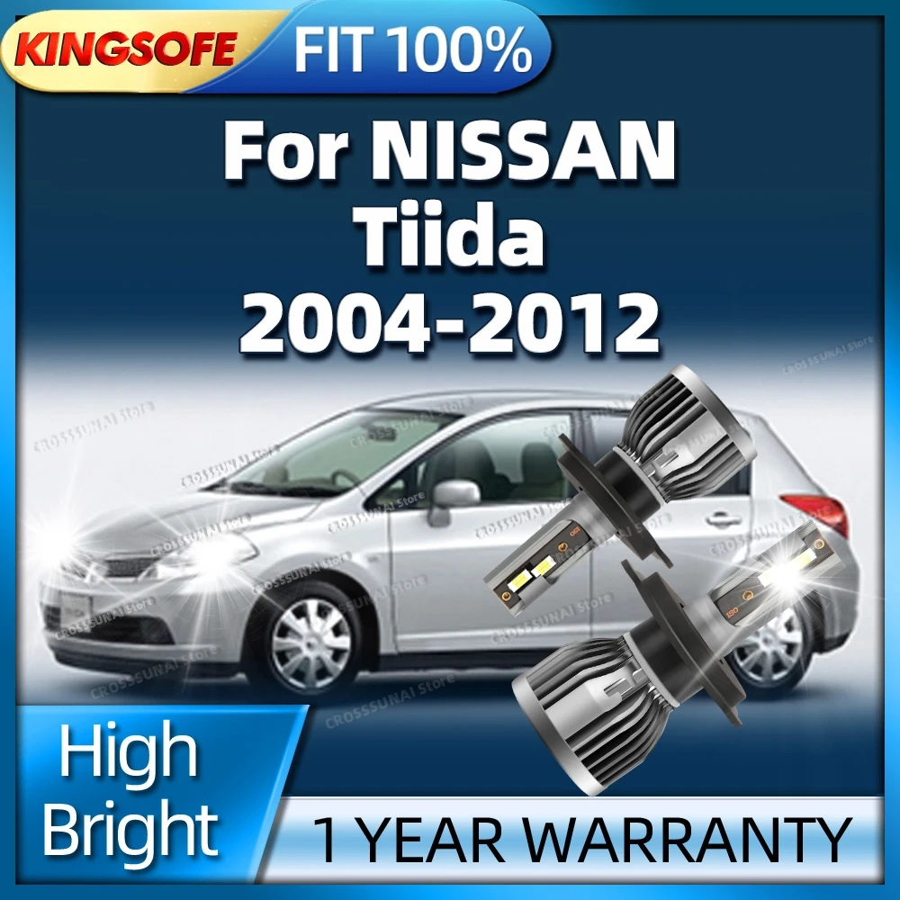 

2 шт. светодиодные фары 30000LM H4 авто лампы для NISSAN Tiida 2004-2012 2006 2007 2008 2009 2010 2011 HiLo Beam Canbus лампы