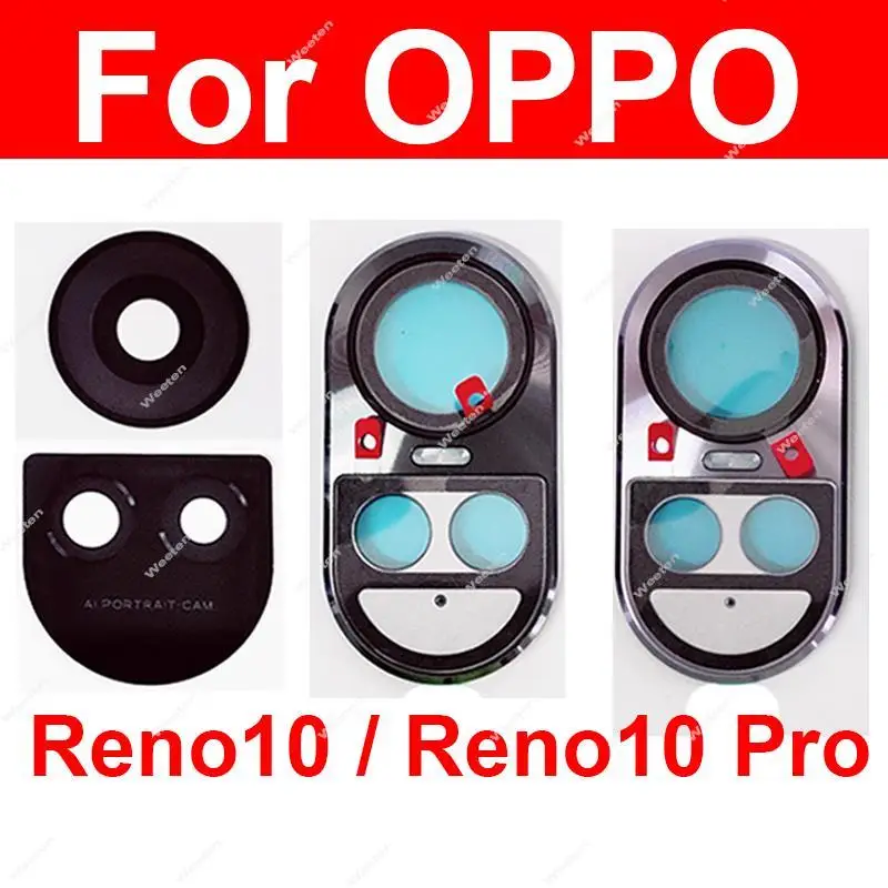 For OPPO Reno 10 10 Pro 10pro 5G Global Back Main Glass Lens Cover Rear Camera Glass Lens with Sticker with Frame Holder