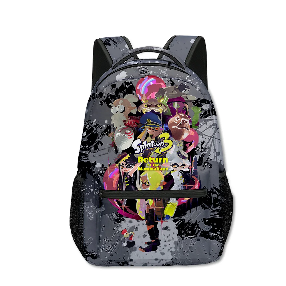 Trendy Popular Funny Splatoon 3 student Bookbag Notebook Backpacks 3D Print Oxford Waterproof Boys/Girls Travel Backpacks