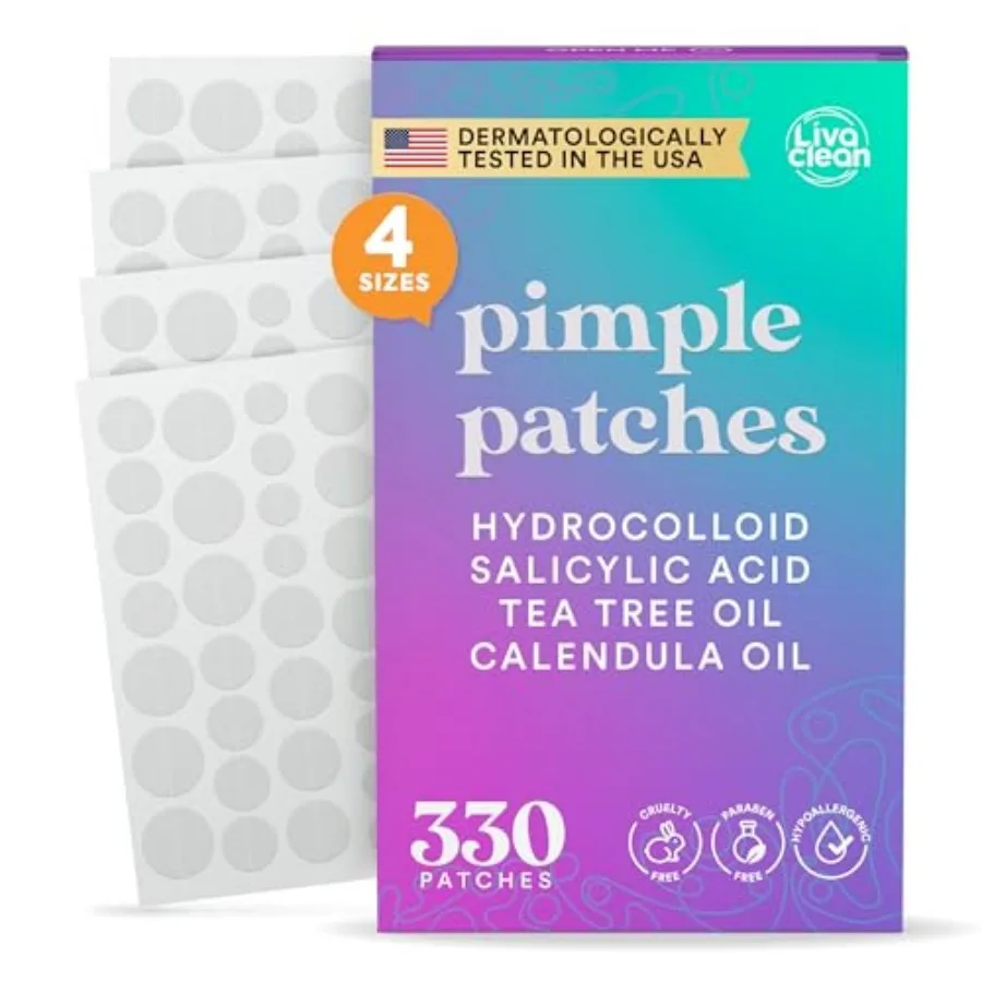 330 Parches para Espinillas Faciales con Ácido Salicílico, Aceite de Árbol de Té y Aceite de Caléndula - Cuatro Tamaños - Parche para Espinillas, Parche Hidrocoloide