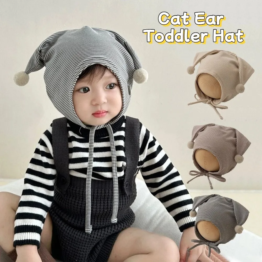 

Korean Cute Baby Fetal Cap Cat Ear Soft Newborn Beanie Hat Sweet Tie Strap Infant Bonnet Hat Photography Props