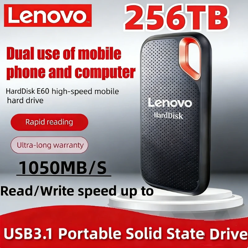 

Внешний жесткий диск Lenovo USB 3.1 HD Mobile SSD E61 2 ТБ 4 ТБ 16 ТБ 256 ТБ для ноутбуков, PS5, мобильных устройств, HDD-накопителей