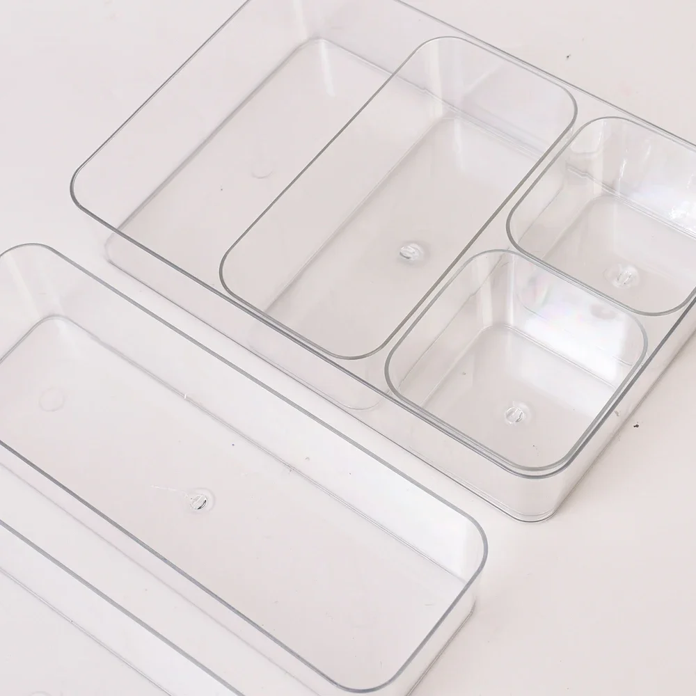 Multiple Sizes Transparent Storage Box Large Capacity Cosmetic Organizer Desktop Jewelry Stationery Makeup Drawer Container