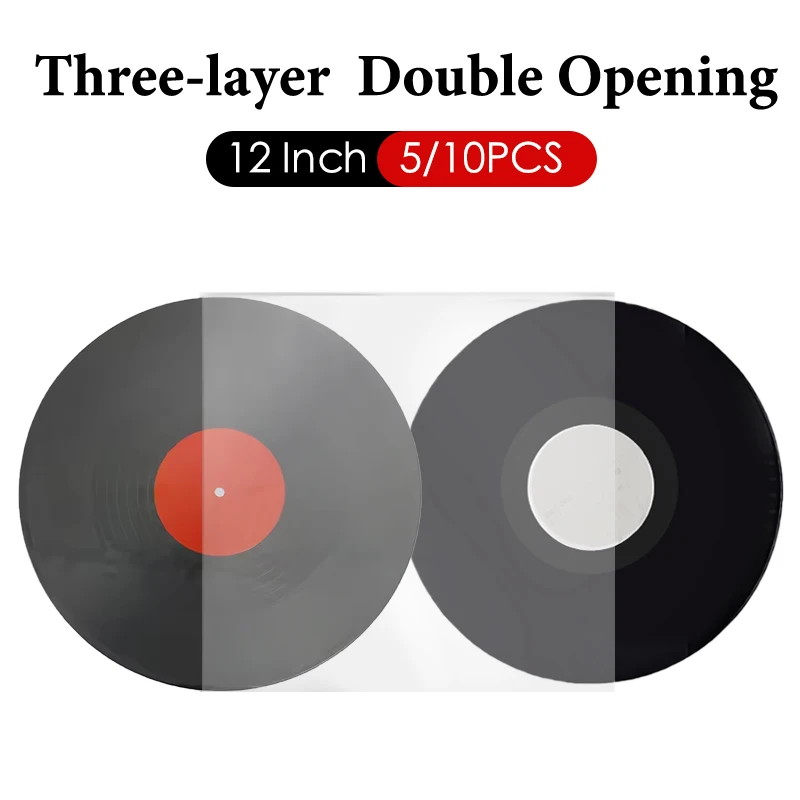 Vinyl Record Storage Bags Double-opening Three Layers 12 Inch LP Record Sleeve Two-directional Opening Album Protector Sleeve