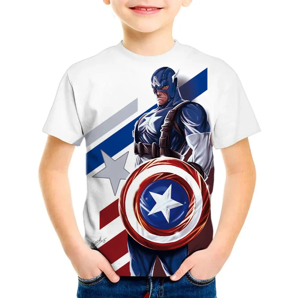 2022 Summer T-Shirt Girls boys Captain America Cartoon Print kids Clothes Fashion Harajuku Children'S Clothing Avengers T Shirt