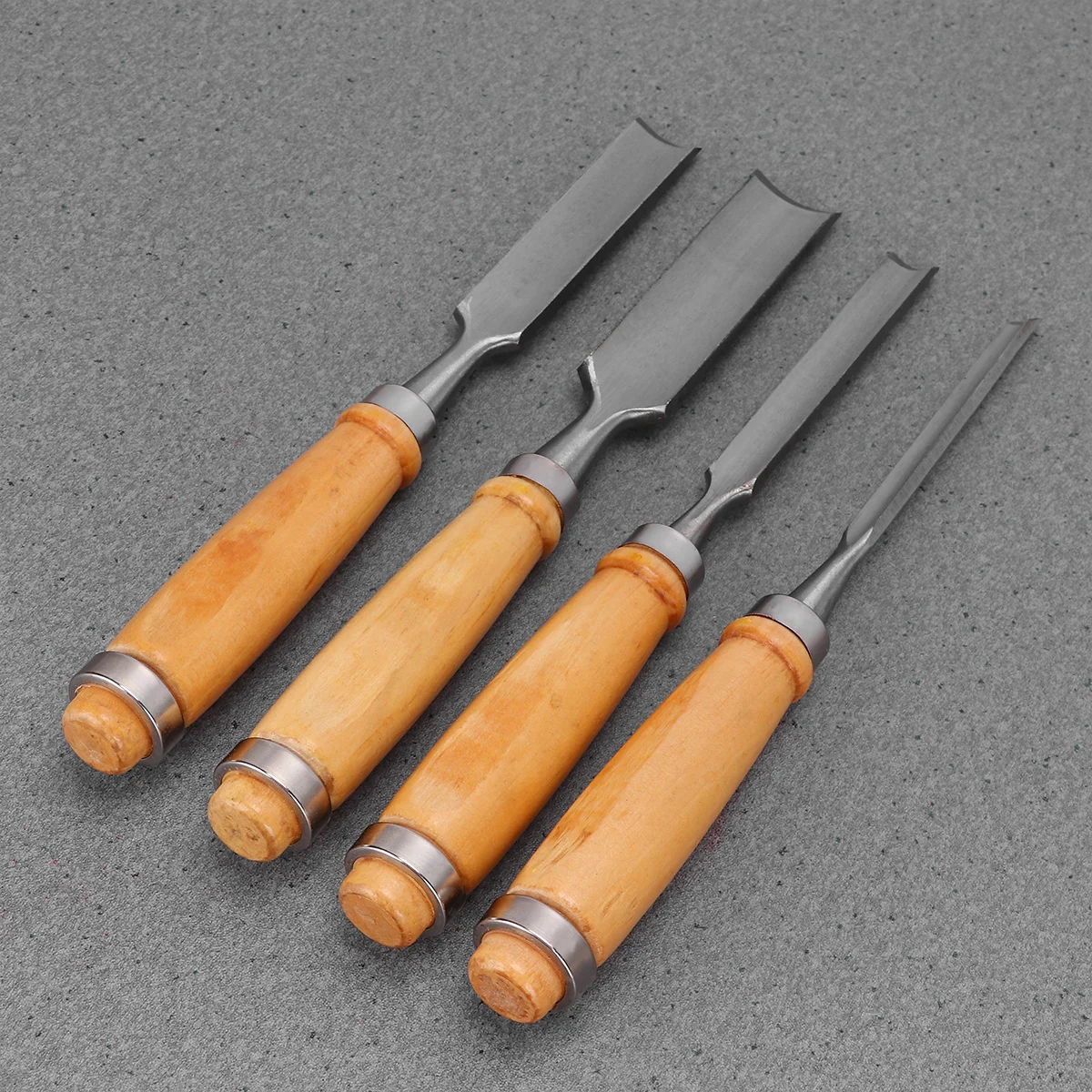 

1 set 1 Set Wood Carving Chisel Set High- Blades Semi-Circular Groove Solid Wood Handle Iron Ring 4 Thicknesses