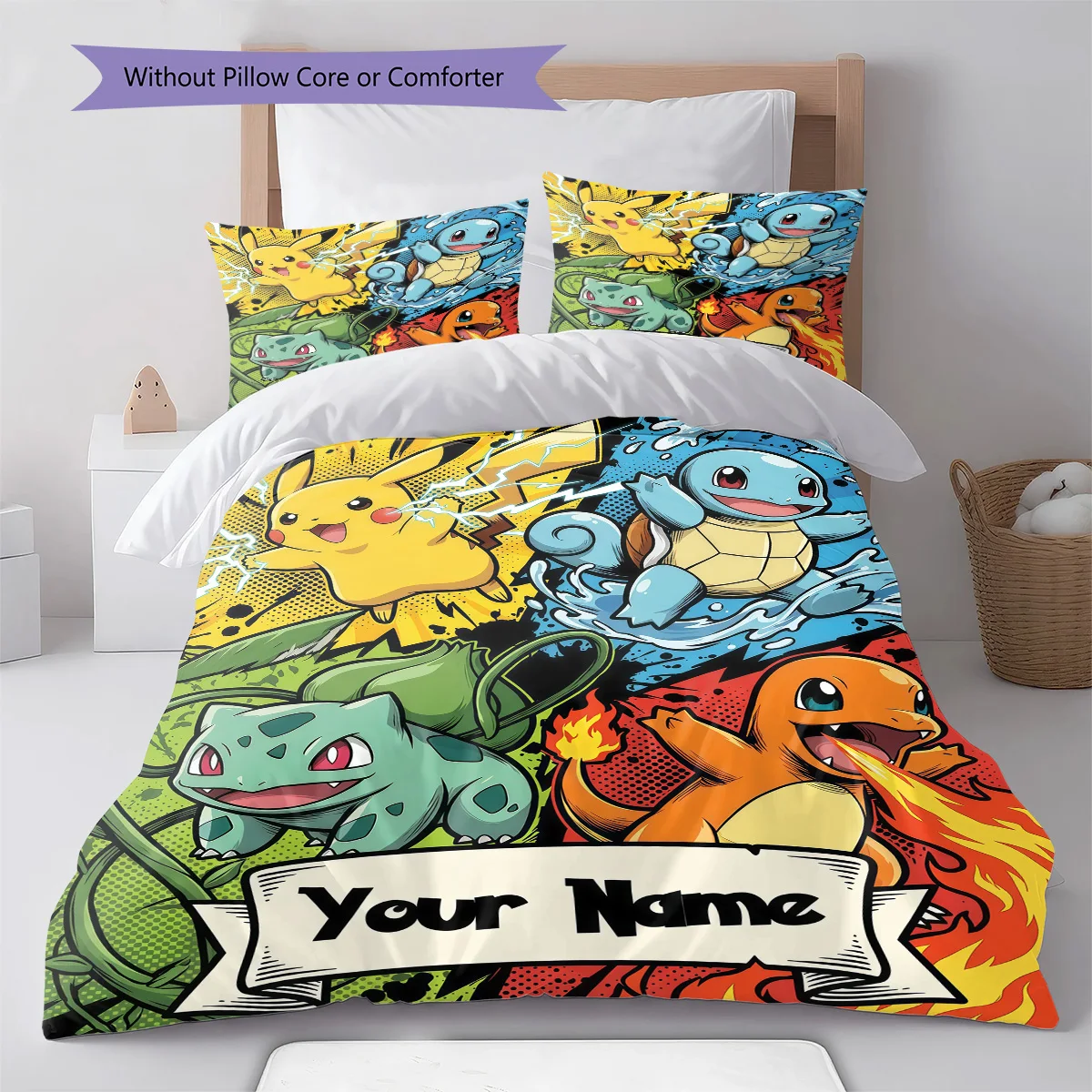 Pokemon Custom Quilt Cover Bedding Set Pillowcase Soft Bedroom Decorative Home Textile Style -QJY
