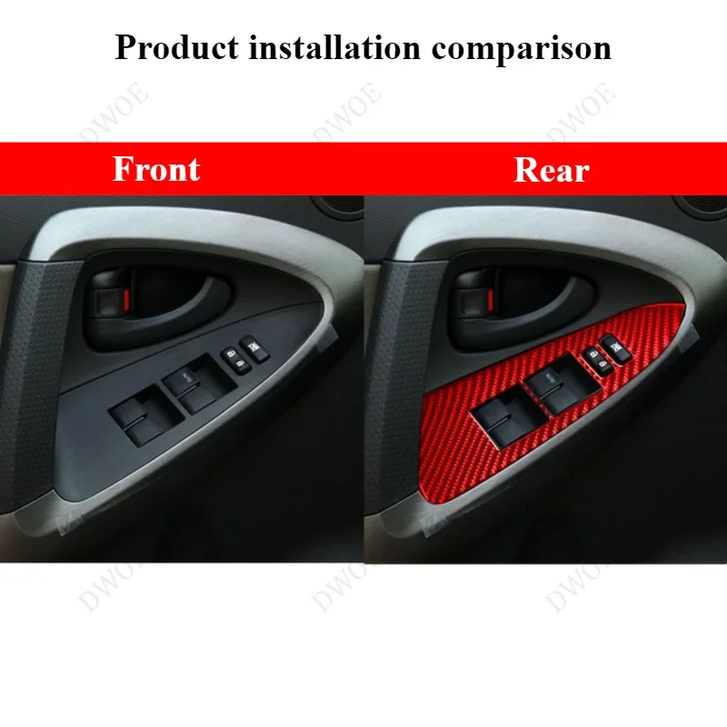 Car Interior accessories Carbon fiber window lift panel protection decal for Toyota RAV4 2006 2007 2008 2009 2010 2011 2012 2013