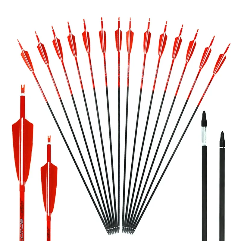 6pc/12pc/24pcs ID6.2mm Pure Carbon Arrows Shaft Spine 300 340 400 500 600 700 800 Already Made for Archery Bow Hunting Shooting