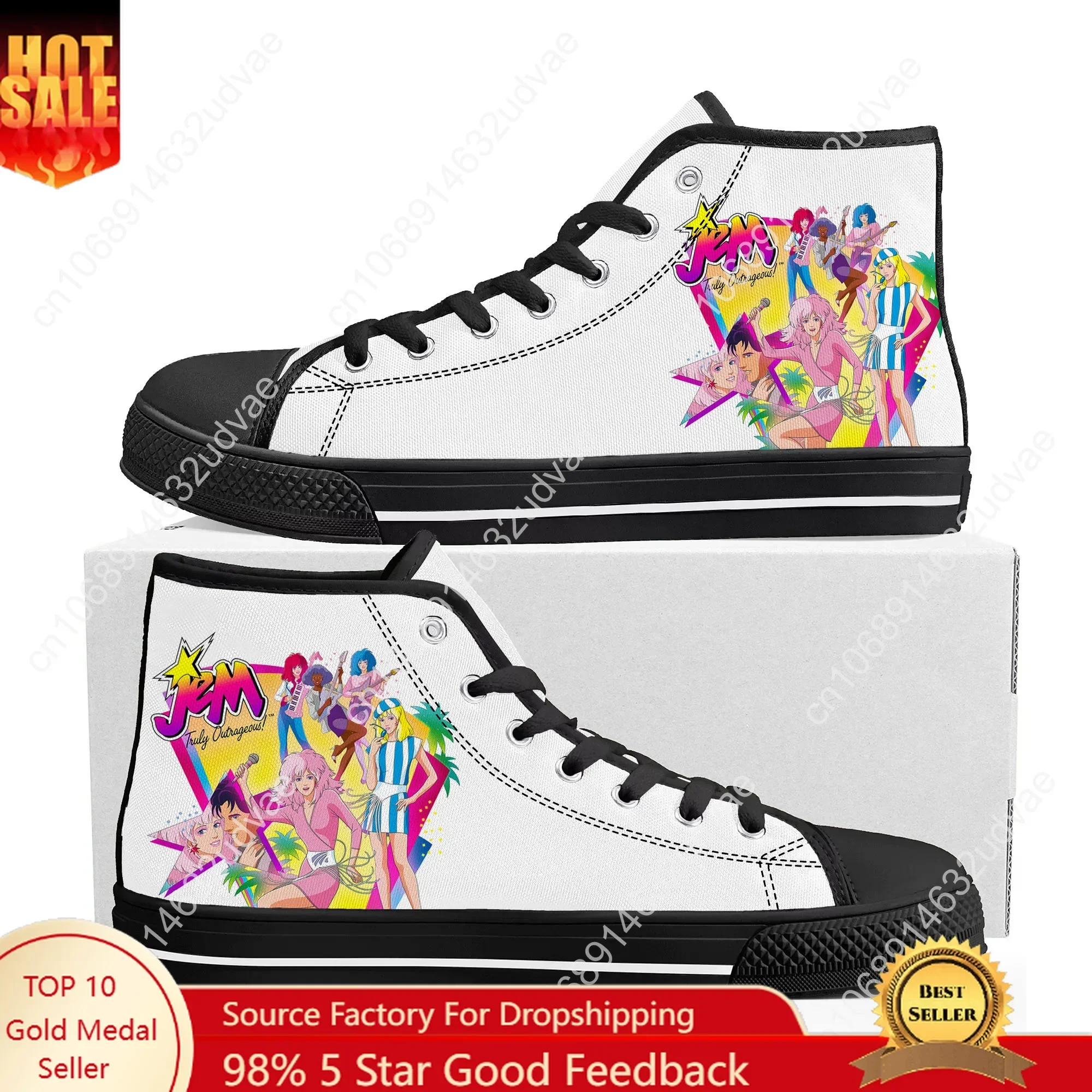 Jem and The Holograms High Top Sneakers Mens Womens Teenager High Quality Canvas Sneaker 3D Print Casual Shoes Personalized Shoe