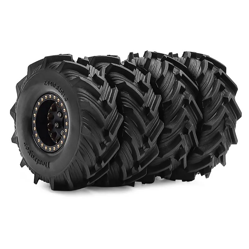 ล้อ RC แบบ Beadlock ทำจากทองเหลืองแท้ 1.0 พร้อมยาง สำหรับรถ RC Crawler ขนาด 1/18 1/24 รุ่น Trx4m SCX24 FCX24, 4 ชิ้น