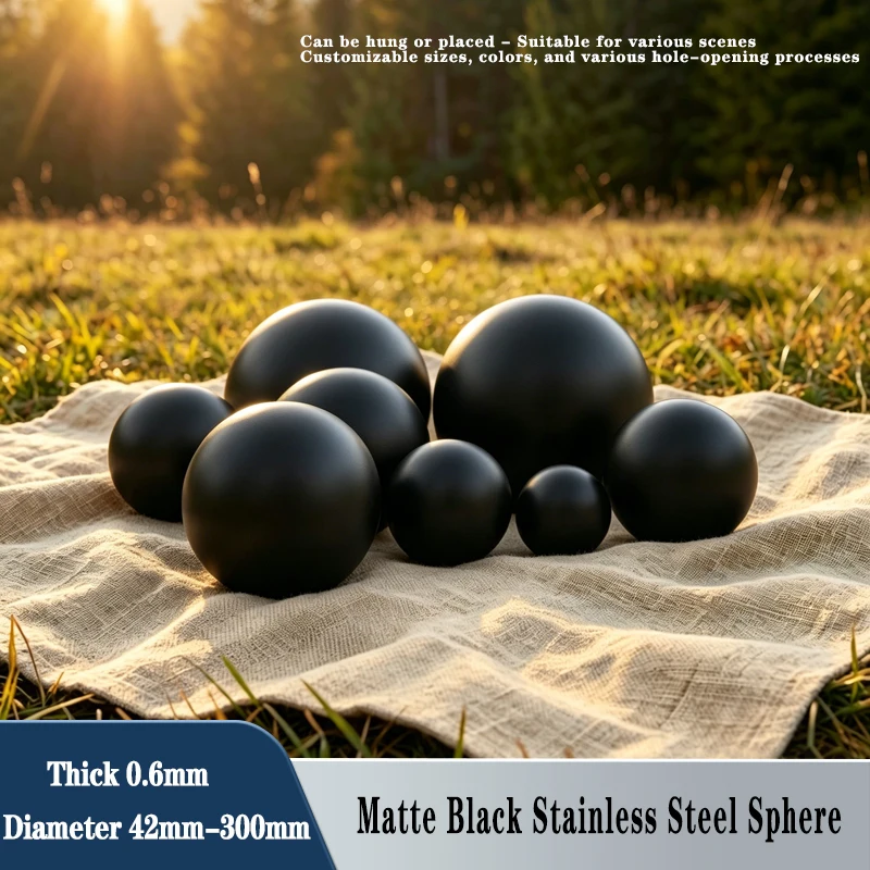 Matte Black Stainless Steel Hollow Ball Decorative Sphere for DIY Craft/Wall/Fence/Christmas Decoration Thick 0.6mm Dia 42-300mm