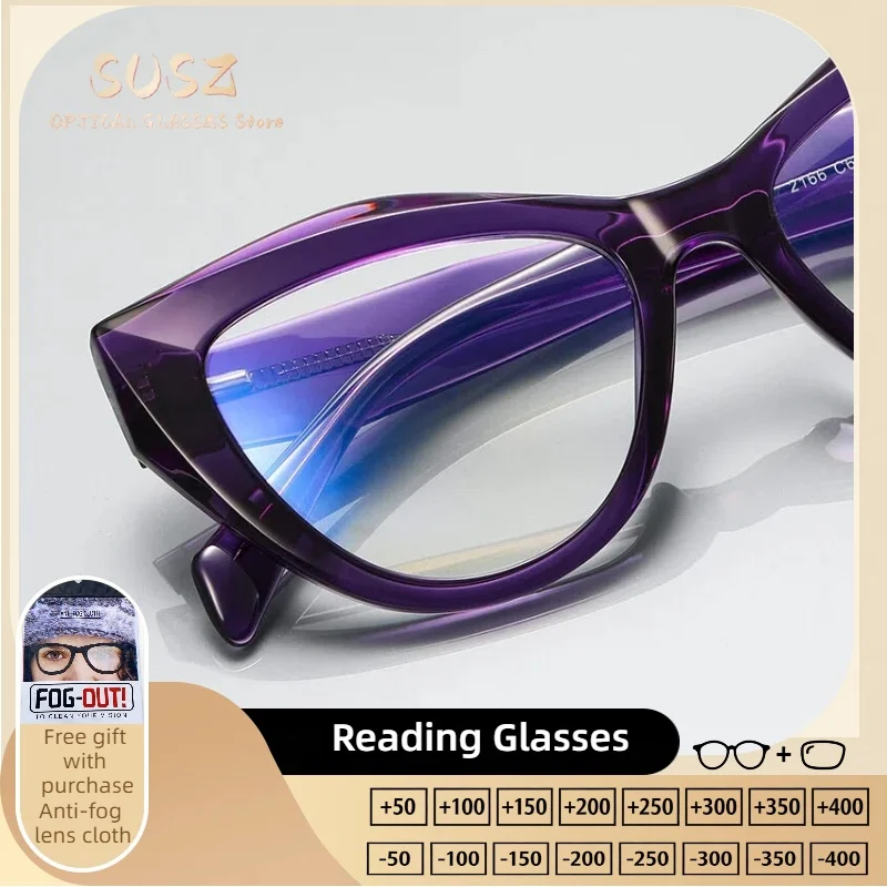 

SUSZ Reading Glasses Cat Eye Casual Everyday Wear Personalized Professional Anti BlueLight UV Scratch Resistant Protective