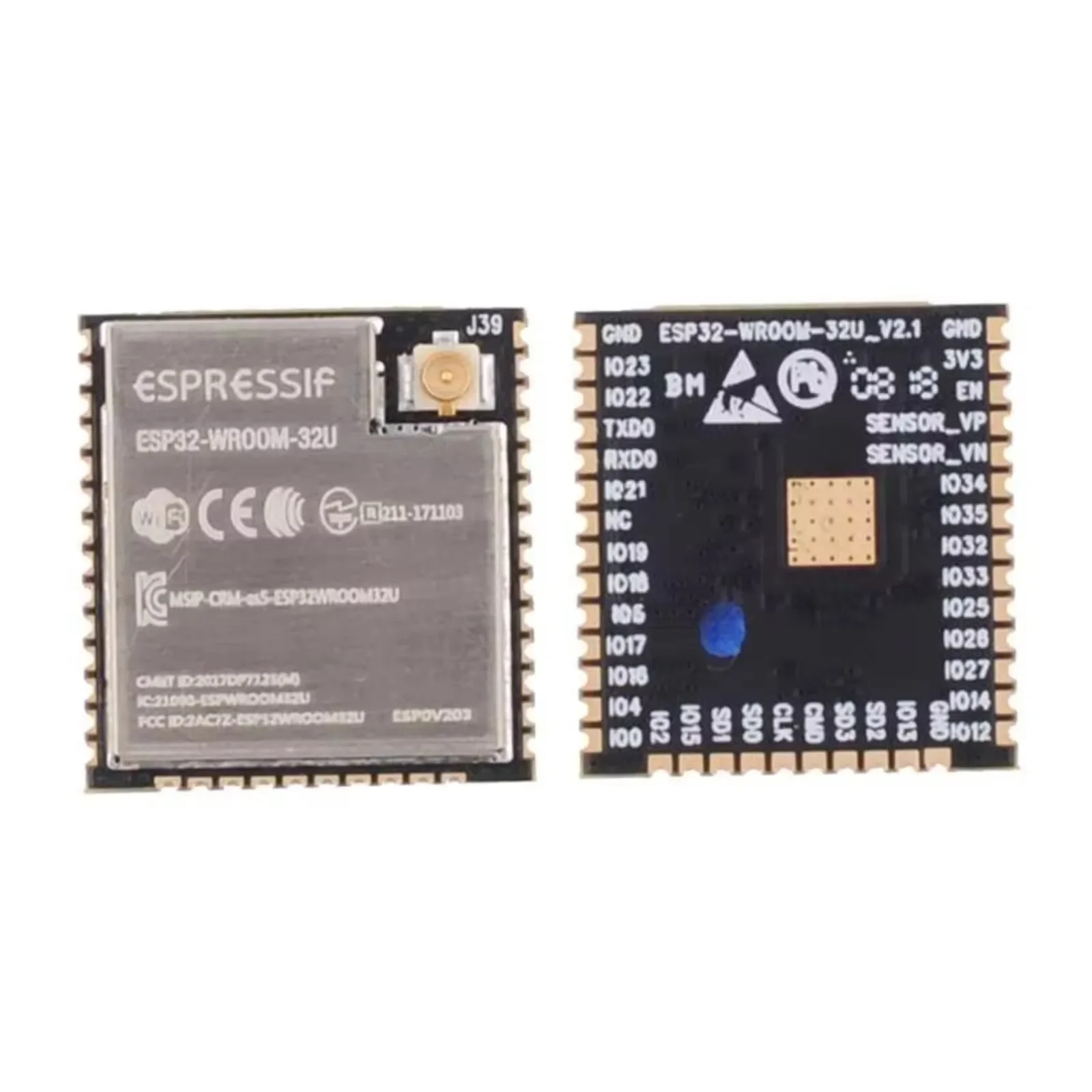 10Pcs/lot ESP32-WROOM-32U WiFi + BT + BLE ESP32 Module 4MB Flash Espressif Original for ESP32 ESP32S Development Board