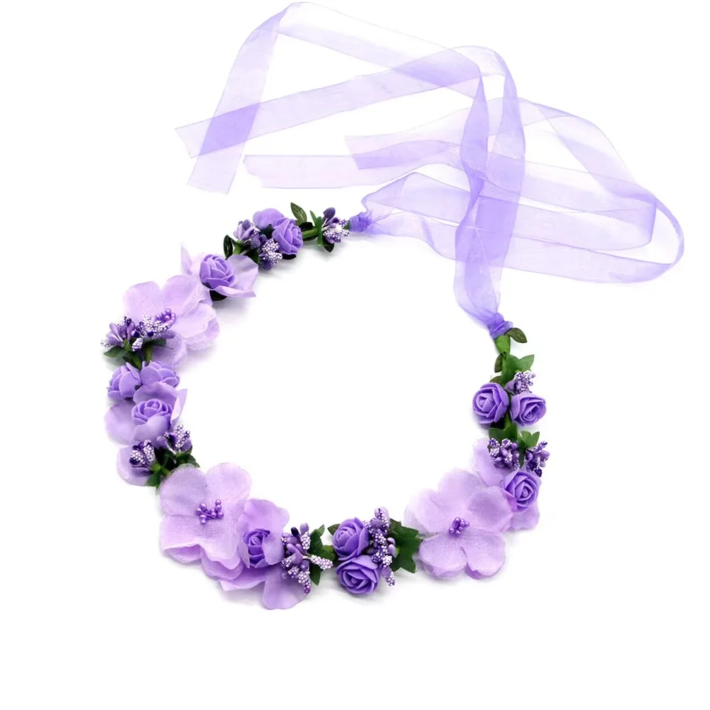 Artificial Flower Crown Headband For Girls Sweet Floral Hair Hoop Party Headwear Wedding Hairband Children Hair Accessories