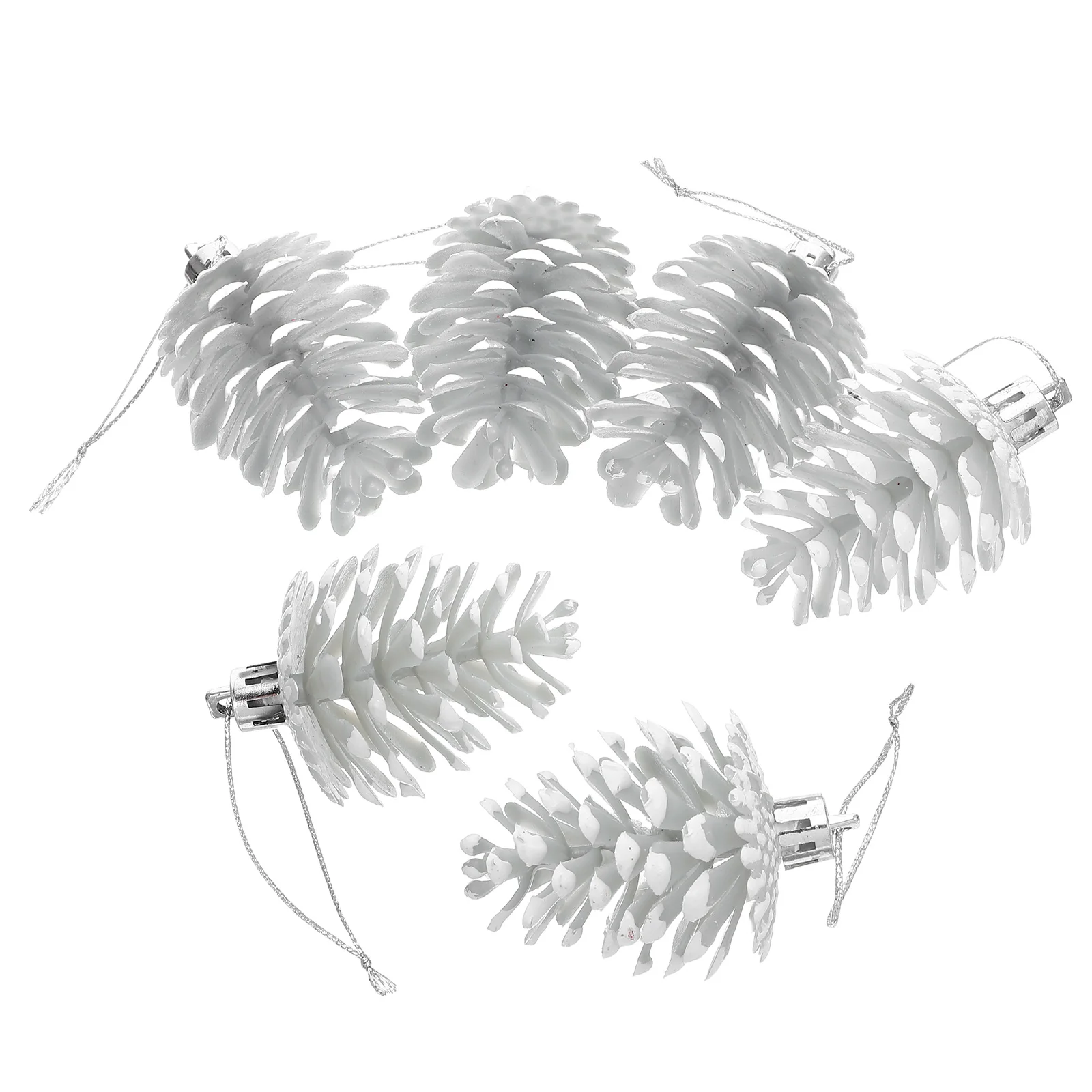 

6Pcs Artificial Pine Cone Ornaments Snow Covered White Cones Hanging Christmas Decor for Tree Wreaths Holiday Display