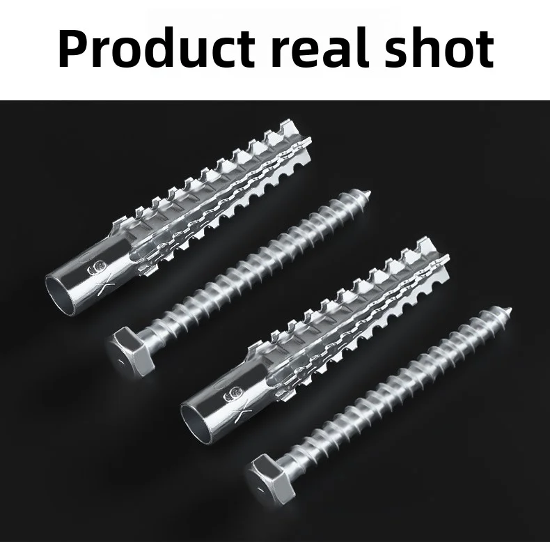 50/100 Sets Metall Expansion Rohr Selbstschneidende Schrauben Sets Bohren Stecker Schraube für Beton Wand Anker Befestigungselemente Bolzen kits – Detail 5