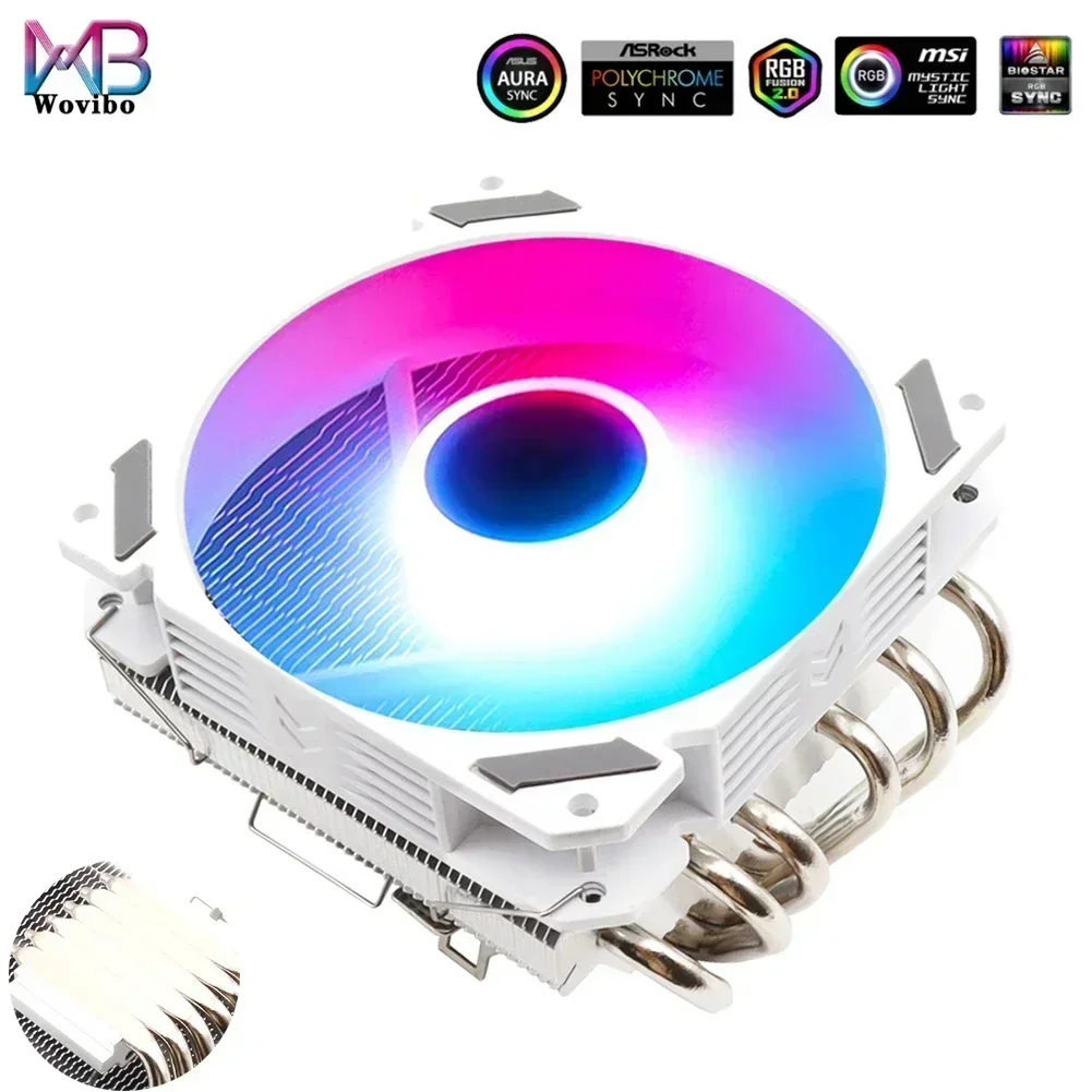 ARGB CPU พัดลมหม้อน้ํา Low Profile Cooler Pwm 4pin 120 มม.LGA 1150 1151 1155 1200 1700 2011 V3 X79 X99 AM3 AM4 AM5 Ultra Slim RGB