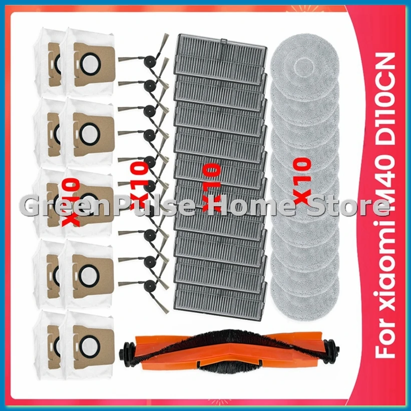 For M40 D110CN Vacuum Parts Main Tricut Main Roller Side Brush Hepa Filter Mop Cloth Dust Bags Accessories-AD23