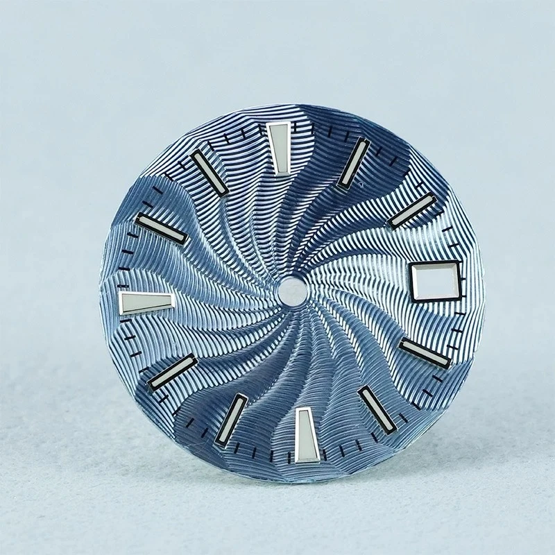 For 28.5mm NH35 Watch Dial, Blue Lume, Twisted Pattern Replacement